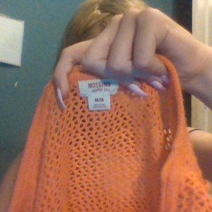 fish net orange sweater
